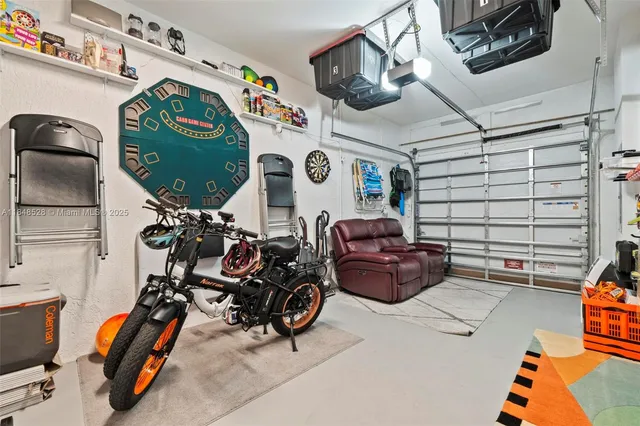 a view of a garage with stuff
