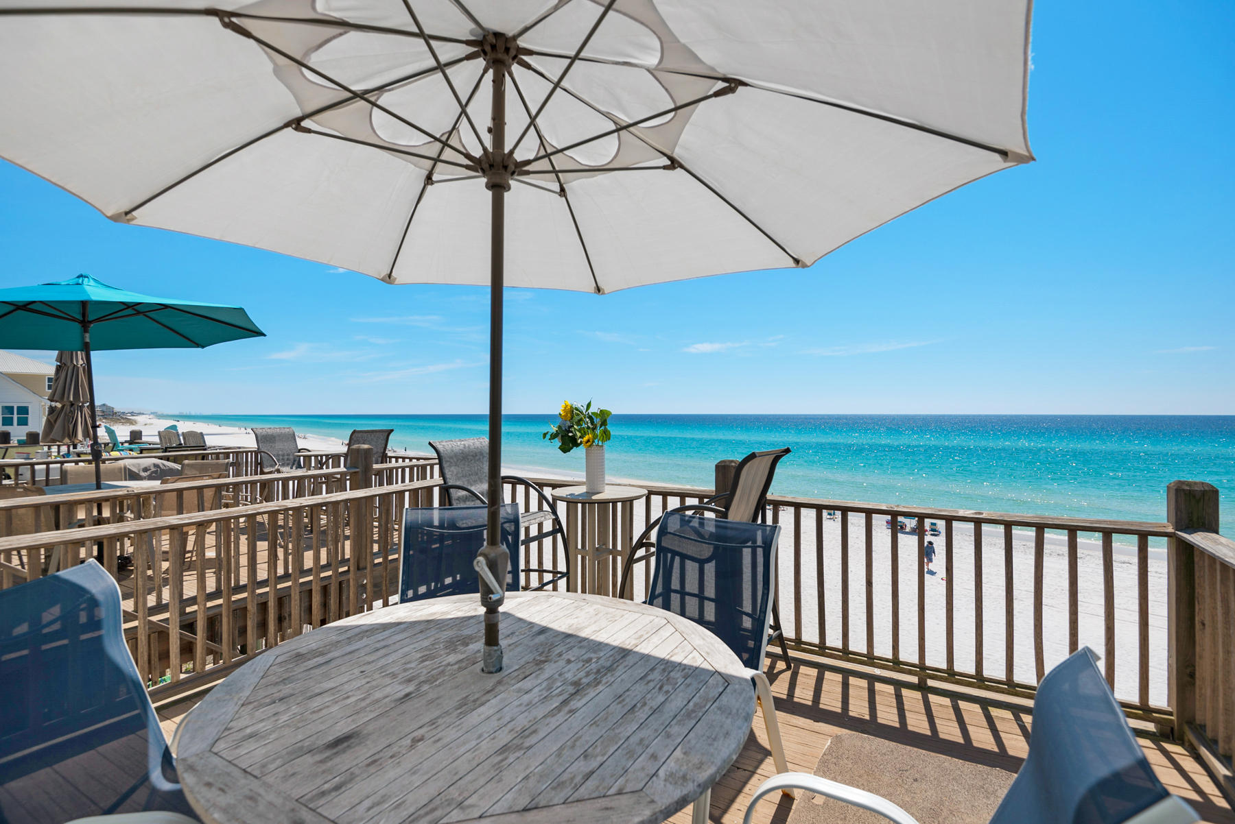 681 Eastern Lake Road, Unit 3 & 4 Santa Rosa Beach, FL 32459 - Photo 29 of 65 a view of a balcony with chairs and wooden fence