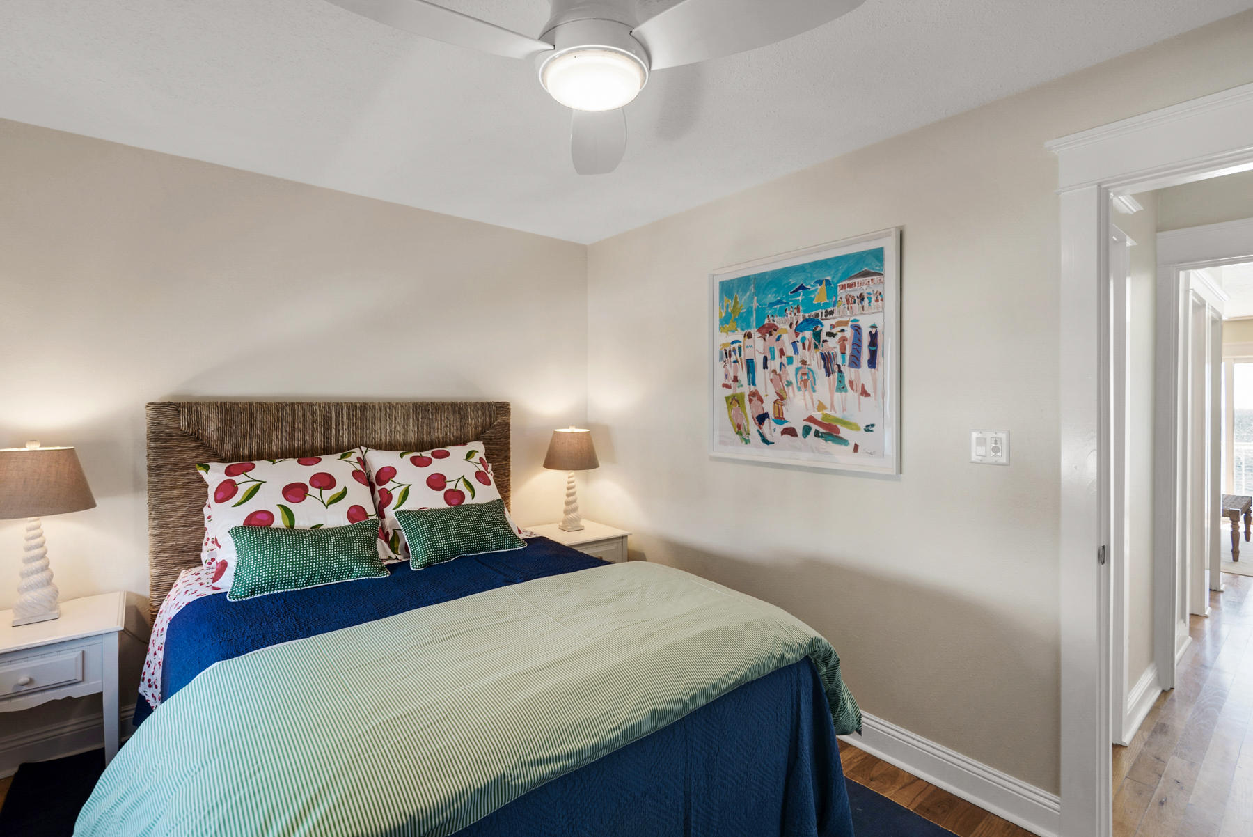 681 Eastern Lake Road, Unit 3 & 4 Santa Rosa Beach, FL 32459 - Photo 60 of 65 a bedroom with a bed and a painting on the wall