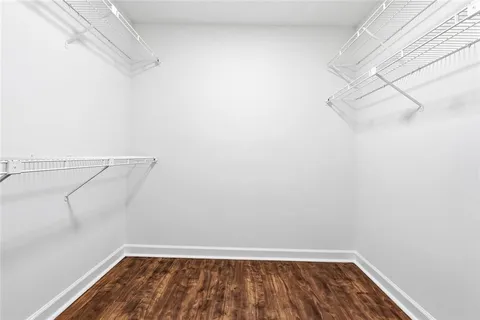 a view of a room with racks on the wall