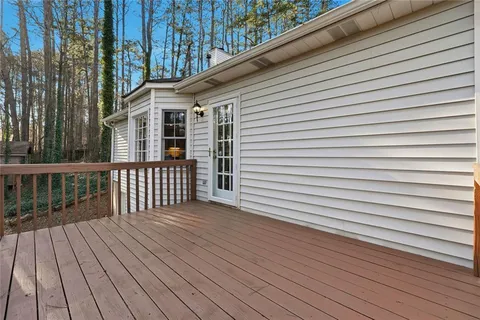 a view of a wooden deck