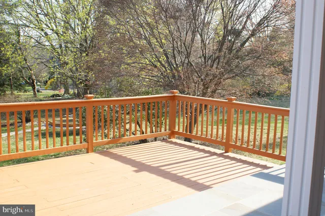 a view of wooden balcony