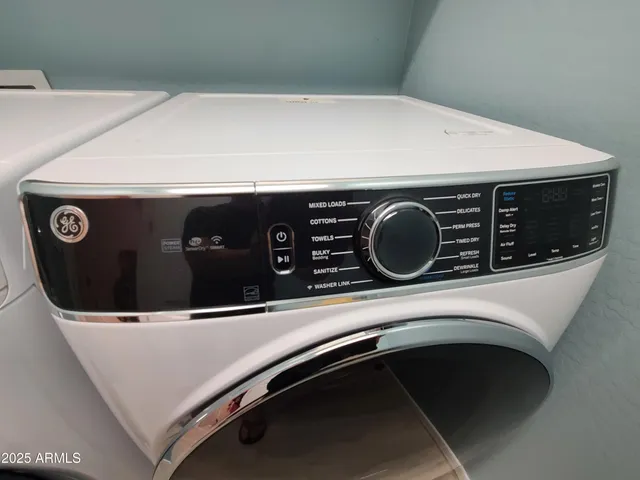 a close view of washer and dryer