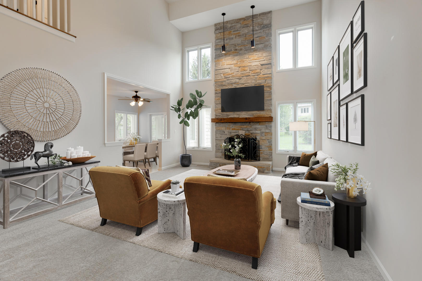 835 Longview Court Sugar Grove, IL 60554 - Photo 2 of 32 a living room with furniture a fireplace and a flat screen tv