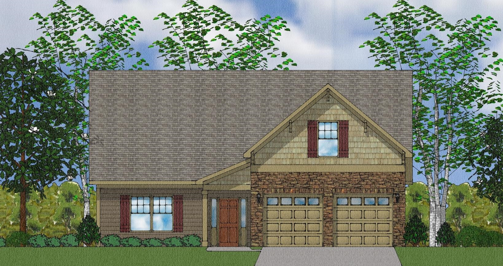 front view of a house with a yard