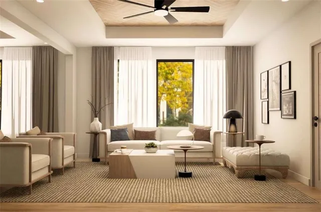 a living room with furniture