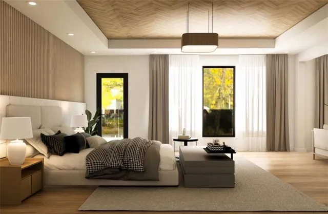 a spacious bathroom with a tub and shower