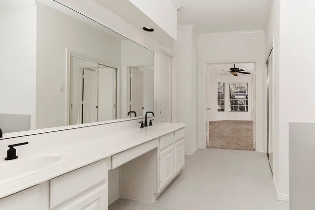 a bathroom with a sink double vanity