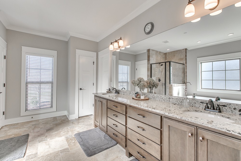 9630 Mona Road Murfreesboro, TN 37129 - Photo 14 of 39 a bathroom with a granite countertop sink double vanity and mirror
