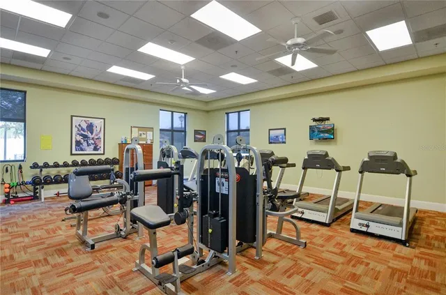 a view of a room with gym equipment