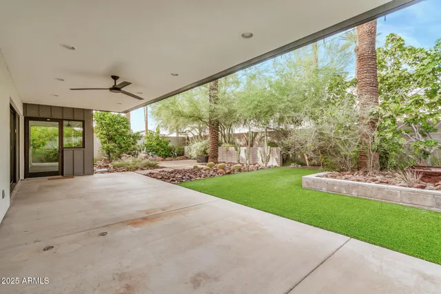 a view of a porch with a yard