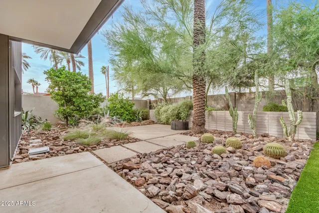 a view of a pathway with a yard