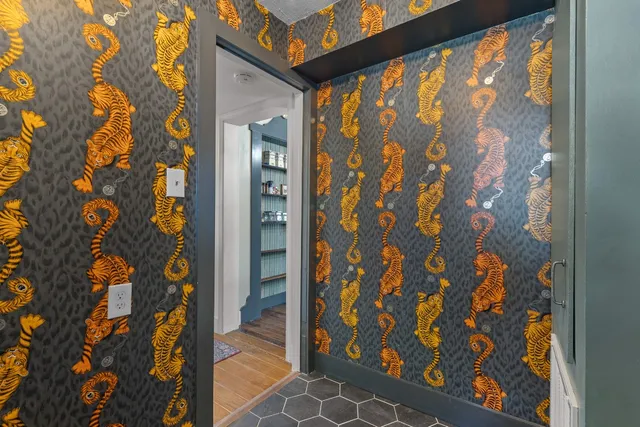 a door with yellow door