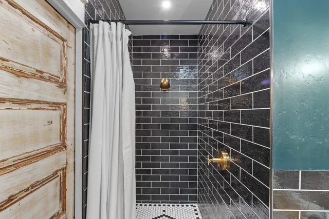 a bathroom with a shower