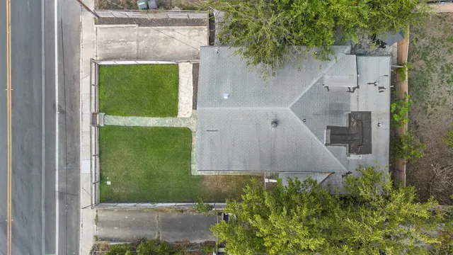 an aerial view of a house