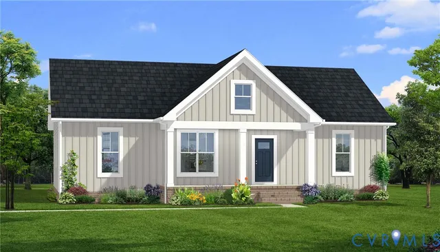 a front view of a house with a garden and plants