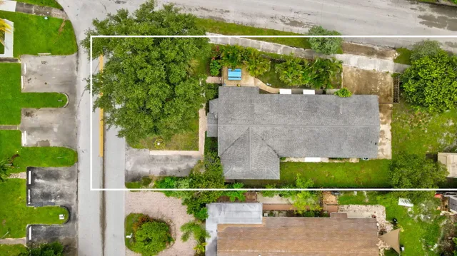 an aerial view of a house
