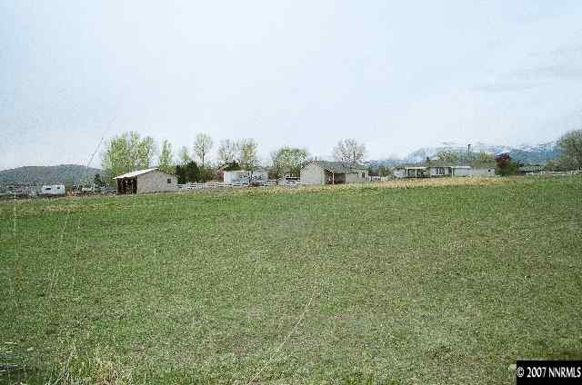 a view of a green field with clear sky