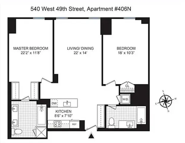 $1,275,000 | 540 West 49th Street, Unit 506N | Hell's Kitchen