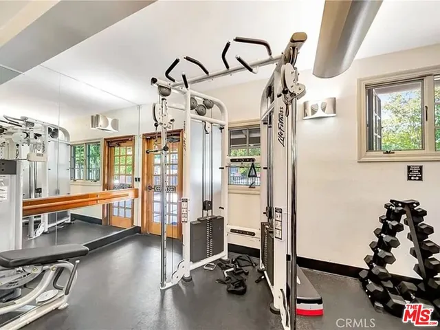a view of a room with gym equipment