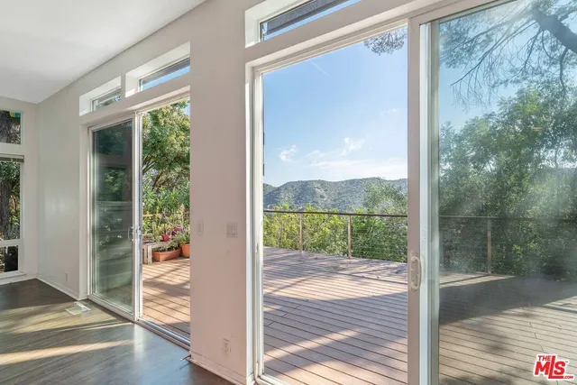 a view of a glass door with a glass door