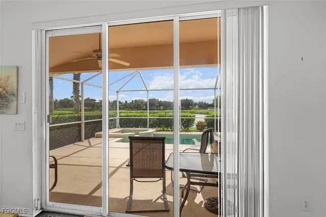 a dining room with a window