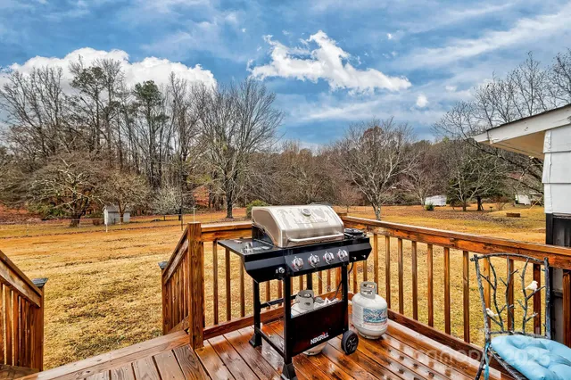 a view of a balcony with mountain view