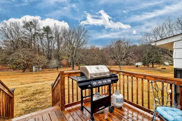 a view of a balcony with mountain view