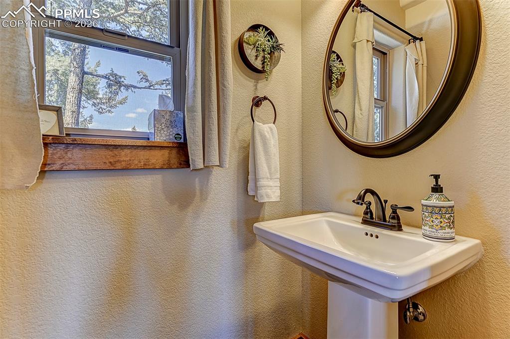 140 Dewell Road Woodland Park, CO 80863 - Photo 28 of 28 a bathroom with a sink and a mirror