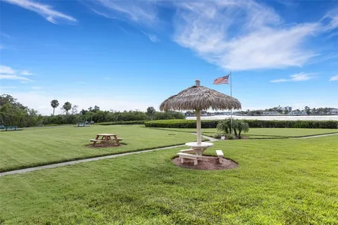 a view of a golf course with a garden