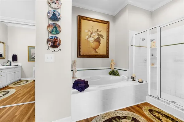 a living room with furniture and a lamp