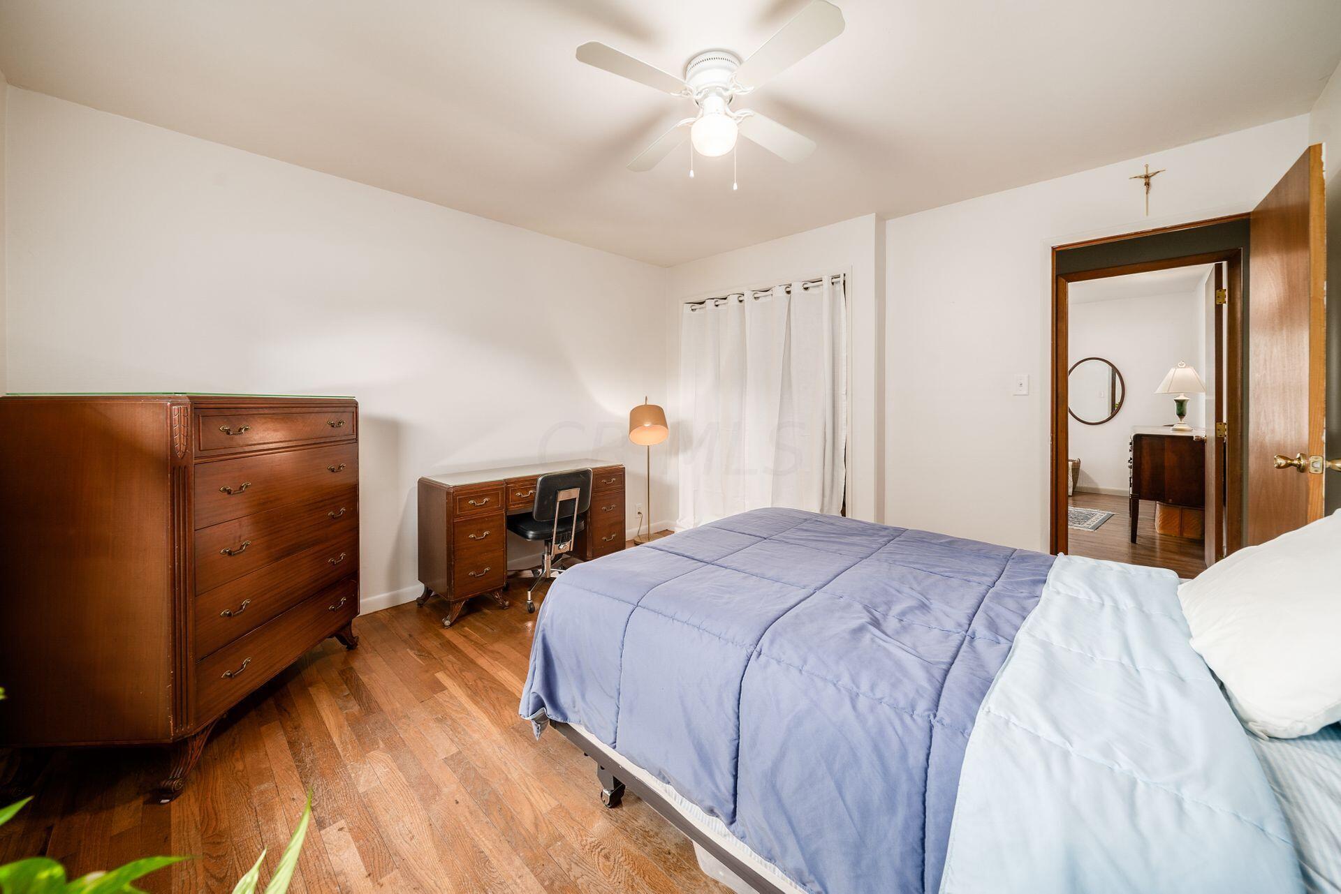 350 Jefferson Road Newark, OH 43055 - Photo 18 of 38 Bedroom with hardwood flooring and a fan/light combo.