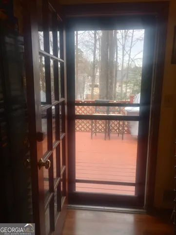 a view of a glass door with a door