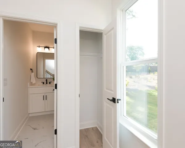 a bathroom with a bathtub