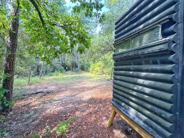 a view of outdoor space with trees all around