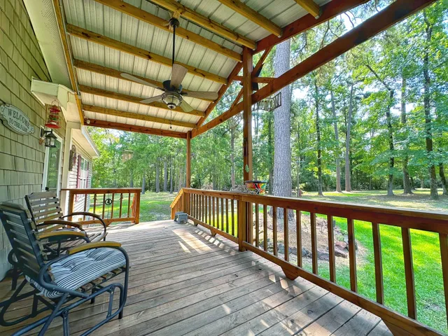 a view of a two chairs in the deck