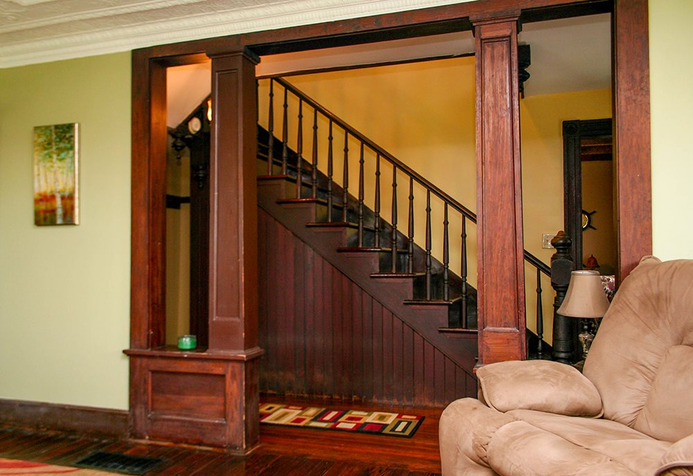 29 Red Bird Lane Raphine, VA 24472 - Photo 11 of 33 a view of staircase with wooden floor and a mirror