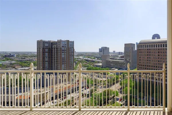 a view of city from a balcony
