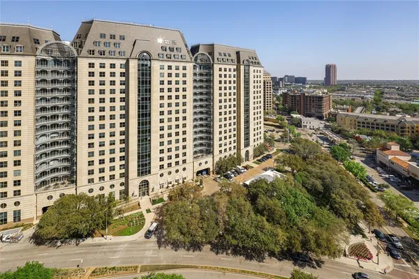 a view of a city with tall buildings