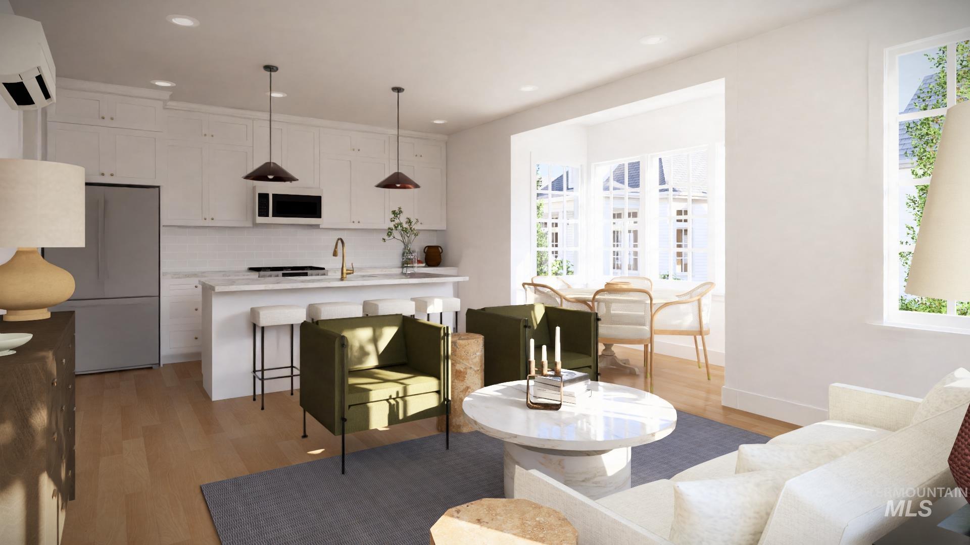 Tbd Tbd Primrose Court, Unit 5 Moscow, ID 83843 - Photo 2 of 20 Living area with light wood finished floors, a wall mounted mini split, and recessed lighting