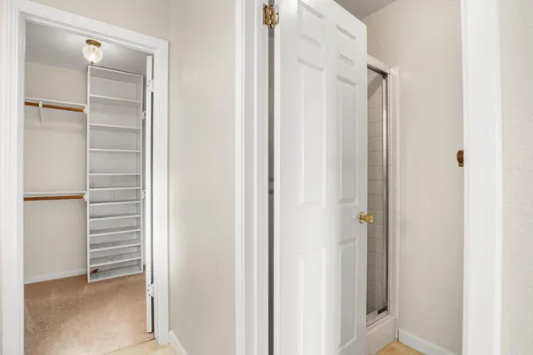 a view of a house with a big yard plants and large trees