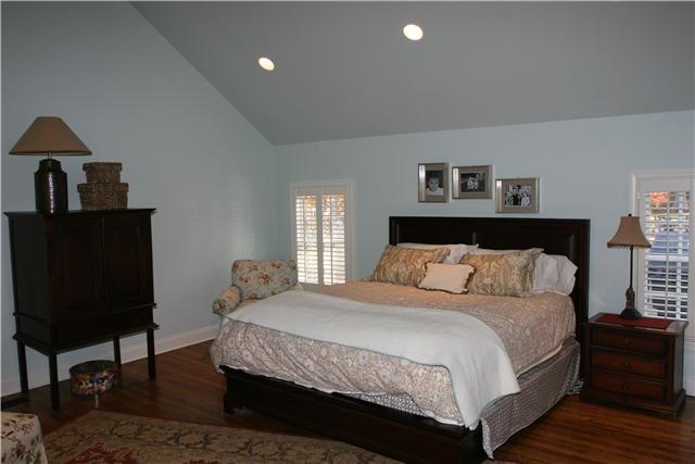 4328 Estes Road Nashville, TN 37215 - Photo 11 of 20 Master suite on the main level. VERY spacious with hardwood floors, vaulted ceiling, recessed lighting & speakers, sep. closets & plantation shutters.