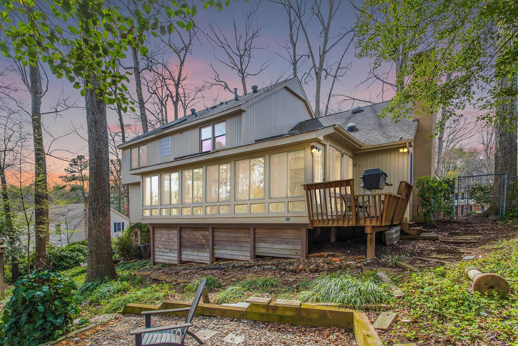 5604 Partridge Lane Raleigh, NC 27609 - Photo 1 of 38 Backyard Dusk