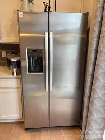 a close view of a refrigerator in kitchen