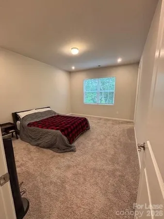 a room with a bed and a rug