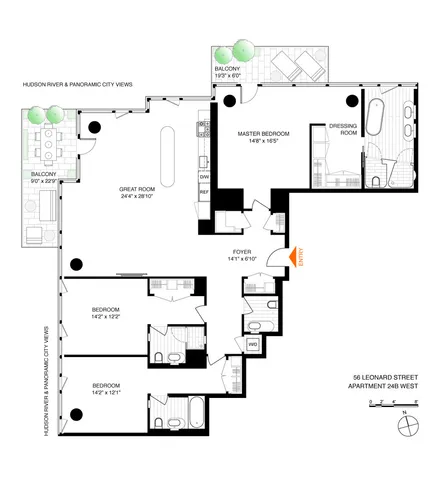 $7,800,000 | 56 Leonard Street, Unit 24BWEST | TriBeCa