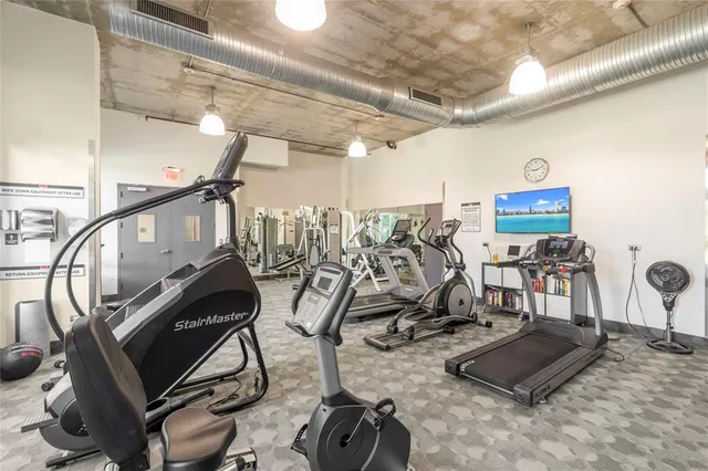 a view of a room with gym equipment
