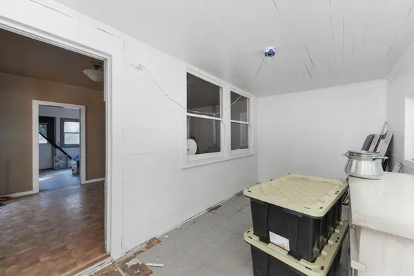 a view of a dining area with furniture window and outside view