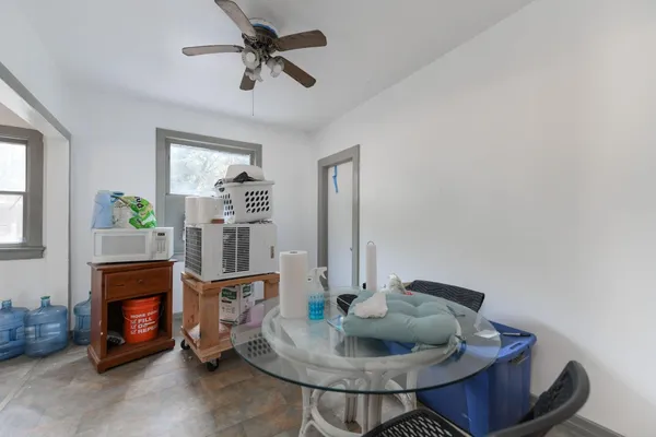 a view of a livingroom with a flat screen tv