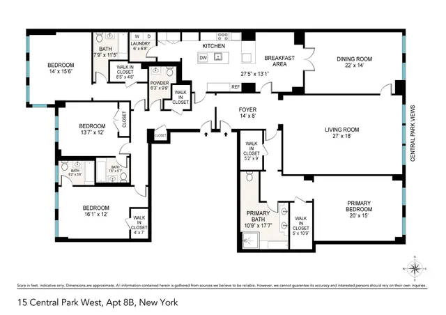 $23,000,000 | 15 Central Park West, Unit 8B | Upper West Side